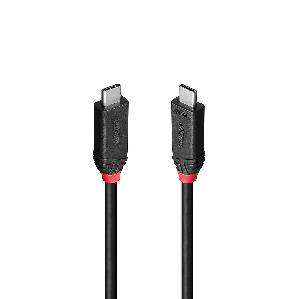 Cablu Lindy 1m USB4 240W Type C, 40 Gbps, Black Line
