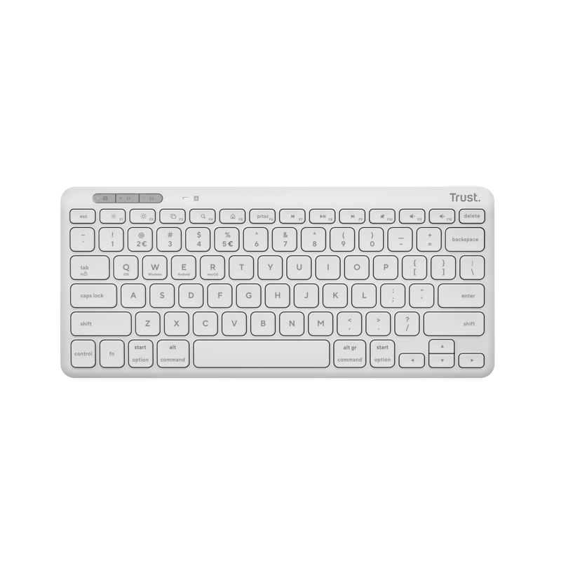Tastatura Wireless compacta Trust Lyra, RF 2.4GHz, Bluetooth, QWERTY, USB-A/USB-C, Alb