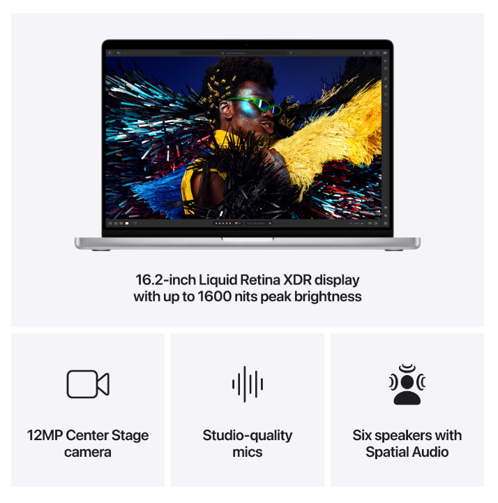 Laptop Apple 16.2” MacBook Pro 16 Liquid Retina XDR, Apple M4 Max chip (16-core CPU), 64GB, 1TB SSD, Apple M4 Max 40-core GPU, macOS, Silver, INT keyboard, 2024