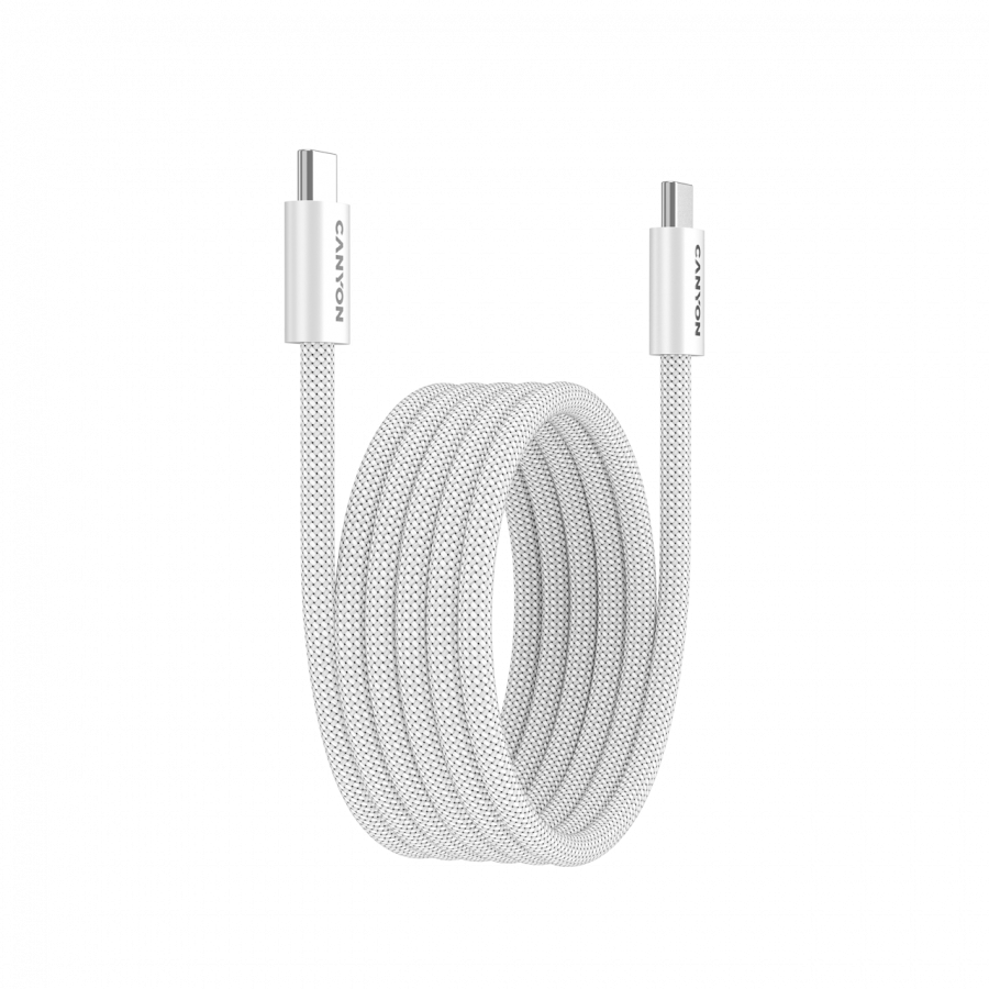 CANYON cable OnWire 60MG C-C 60W Magnet Braided 1m White 5 CANYON cable OnWire 60MG C-C 60W Magnet Braided 1m White - imagine 5