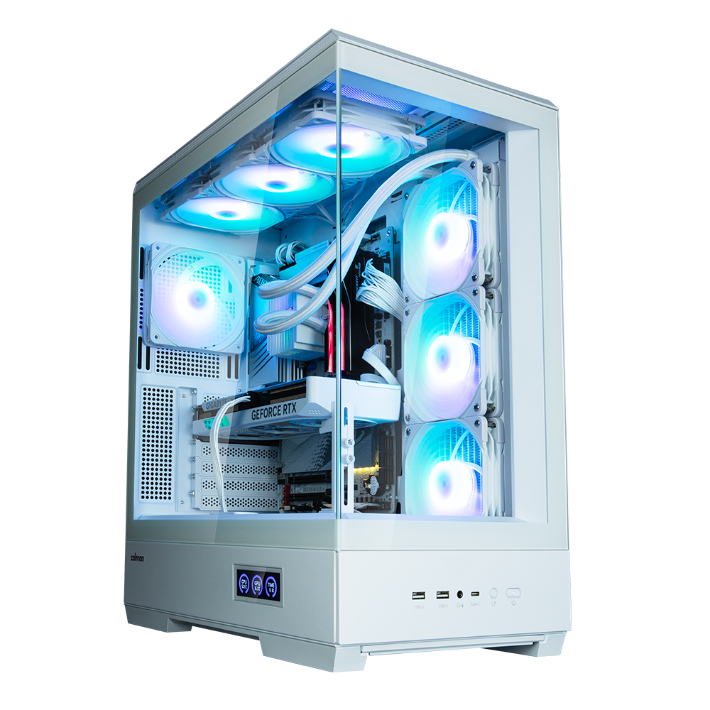 Carcasa computer, Zalman P50 DS White, Display digital, RGB adresabil, Carcasa ATX