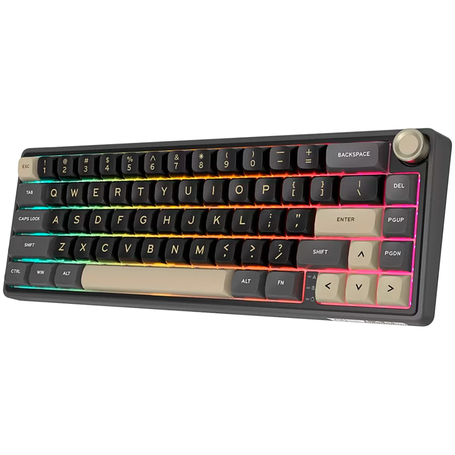 Tastatura Gaming Royal Kludge R75, Brown Switch, iluminare RGB, Wired Negru/Maro 2 Tastatura Gaming Royal Kludge R75, Brown Switch, iluminare RGB, Wired Negru/Maro - imagine 2