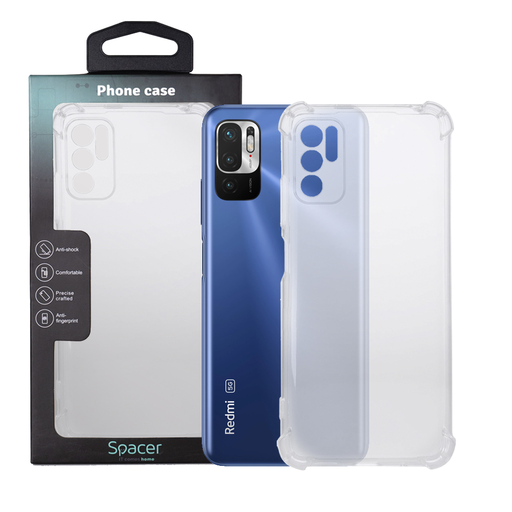 Husa de protectie Spacer pentru Xiaomi Redmi Note 10 5G, material flexibil TPU, Transparenta