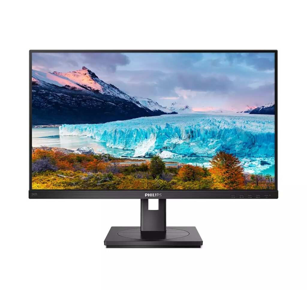 Monitor Philips 23.8″, IPS, FHD 1920×1080, 100Hz, 4ms FlickerFree, Boxe 2Wx2, HA, Pivot, VGA, DVI, HDMI, DisplayPort 242S1AE/00