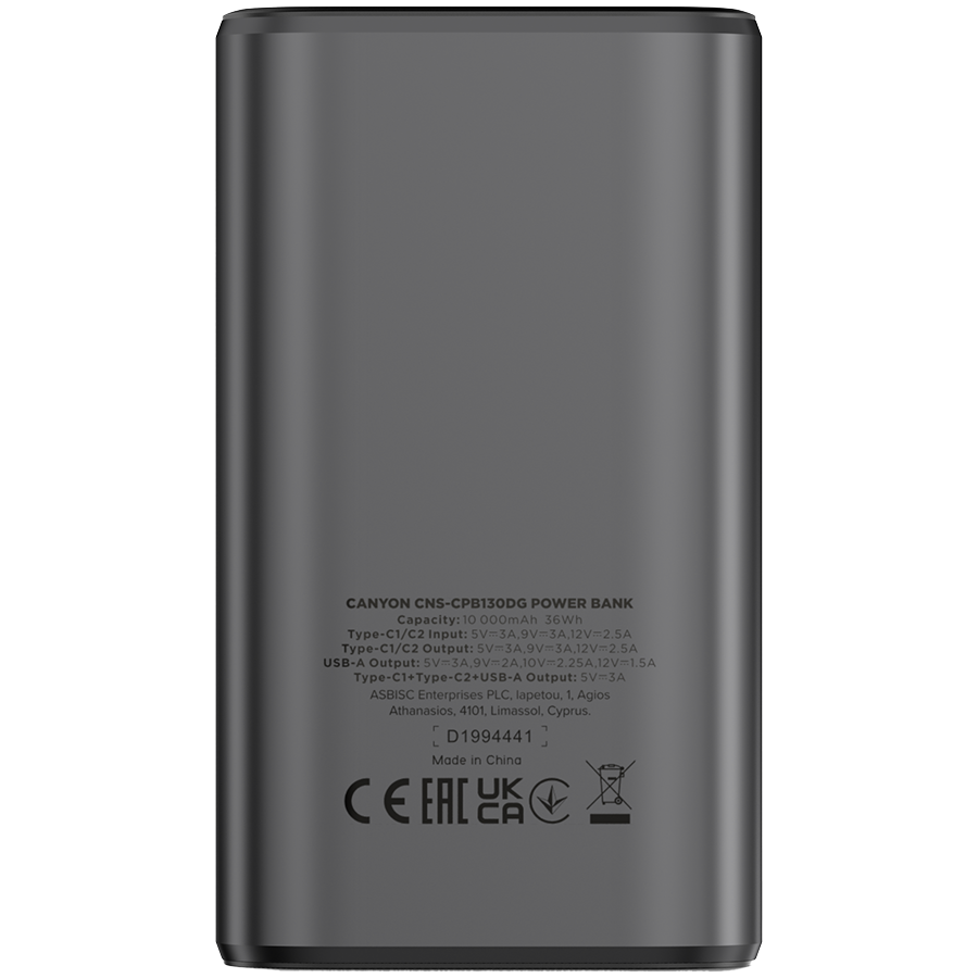 Statie de incarcare CANYON, OnPower 130, TFT, 10000 mAh, PD, 30 W, negru/gri 3 Statie de incarcare CANYON, OnPower 130, TFT, 10000 mAh, PD, 30 W, negru/gri - imagine 3