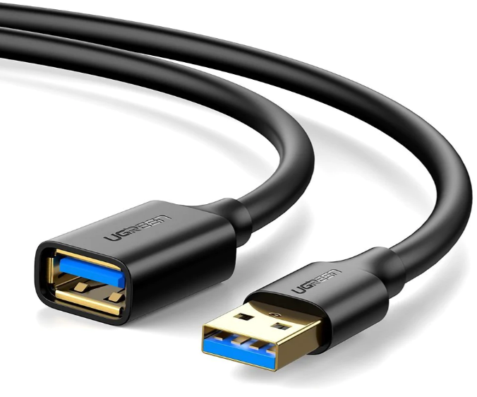 Cablu de date, UGREEN, US129, Prelungire USB 3.0, Conectori placati cu aur 24k, Viteza transmisie 5 Gb/s, Lungime 2 m, Negru, PVC