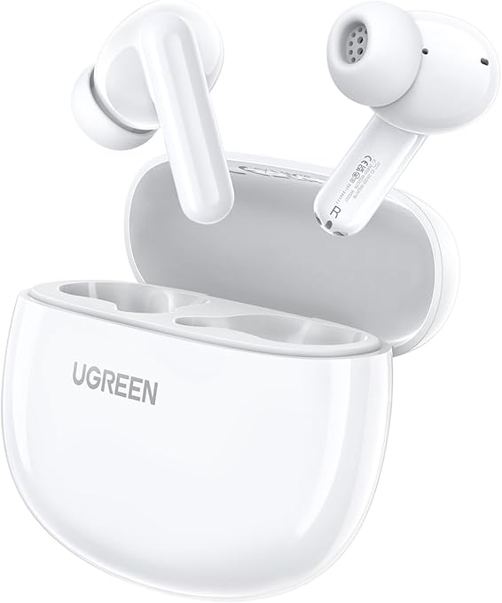Casti in-ear Ugreen HiTune T3C, Bluetooth 5.4, IPX5, alb, set cu etui de incarcare si cablu USB-C