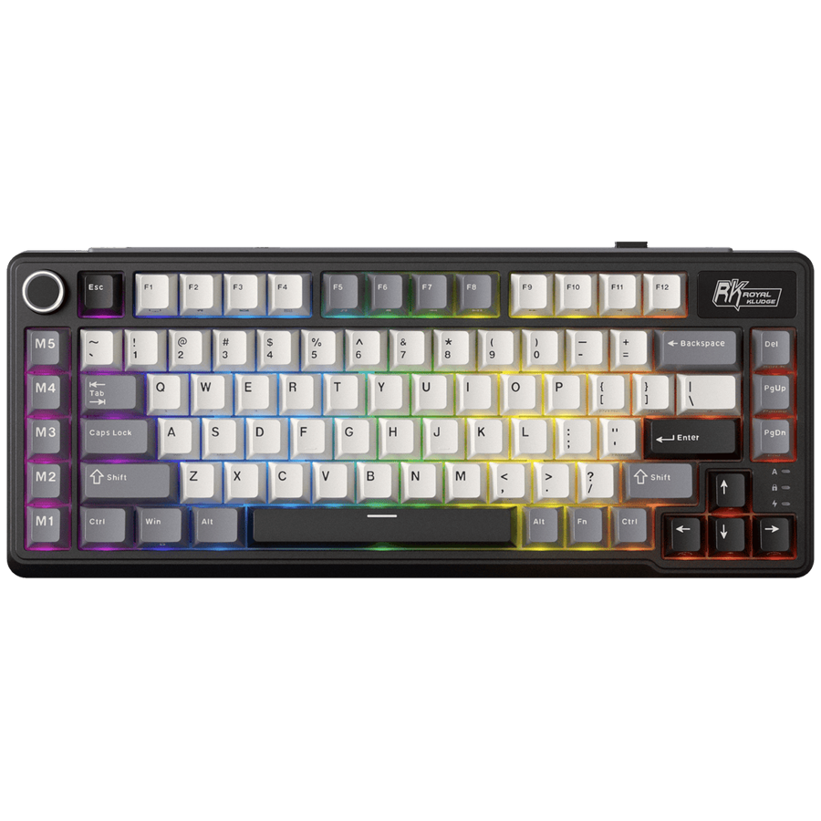 Tastatura Gaming Royal Kludge RK-L75, Beige switch, iluminare RGB, Wired, Wireless 2.4Ghz, Bluetooth Multicolor
