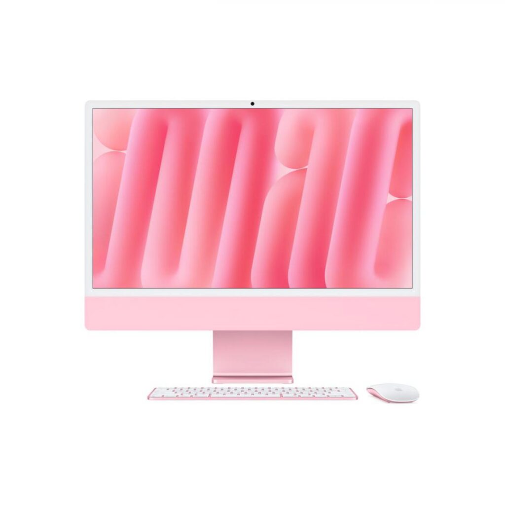 Sistem Desktop PC iMac 24″ (2024) cu procesor Apple M4, 8 nuclee CPU and 8 nuclee GPU, 24″, Retina 4.5K, 16GB, 256GB SSD, Pink