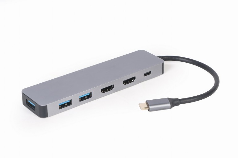 Hub USB 3 in 1, Gembird, USB-C/HDMI, Gri