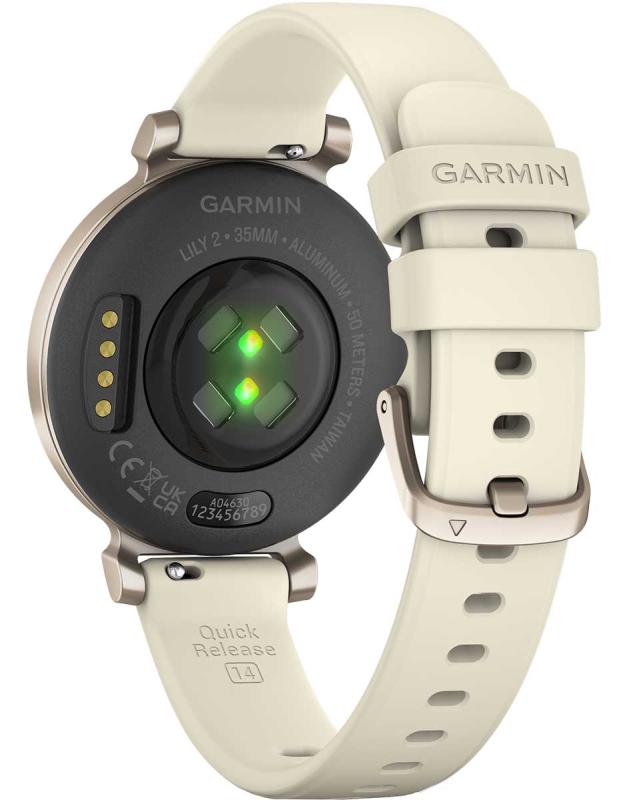 Smartwatch Garmin Lily 2, 35mm, curea silicon, Cream Gold/Coconut 2 Smartwatch Garmin Lily 2, 35mm, curea silicon, Cream Gold/Coconut - imagine 2