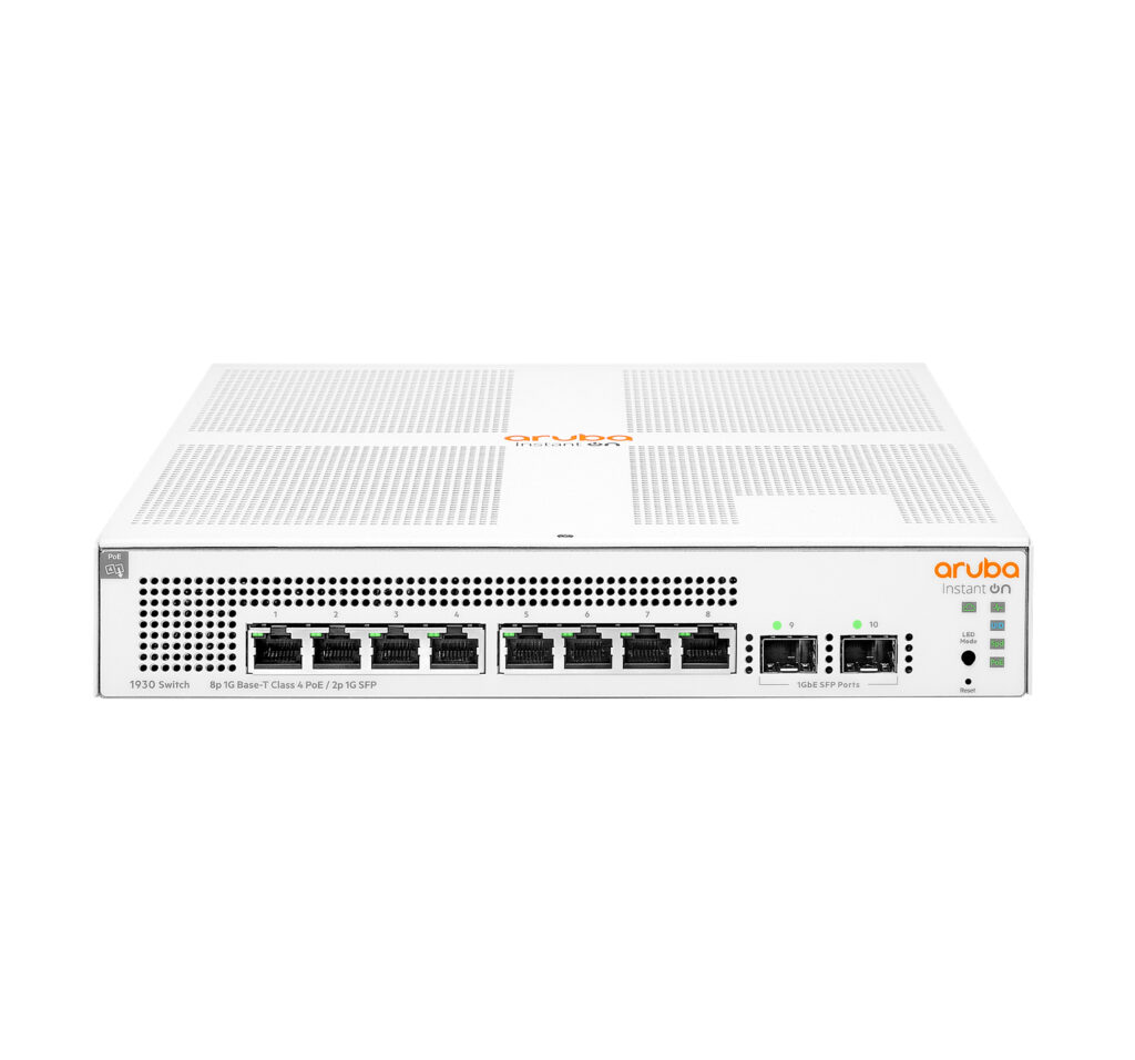 Switch Aruba JL681A Instant On 1930, 8 porturi Gigabit Class4 PoE 2SFP 124W