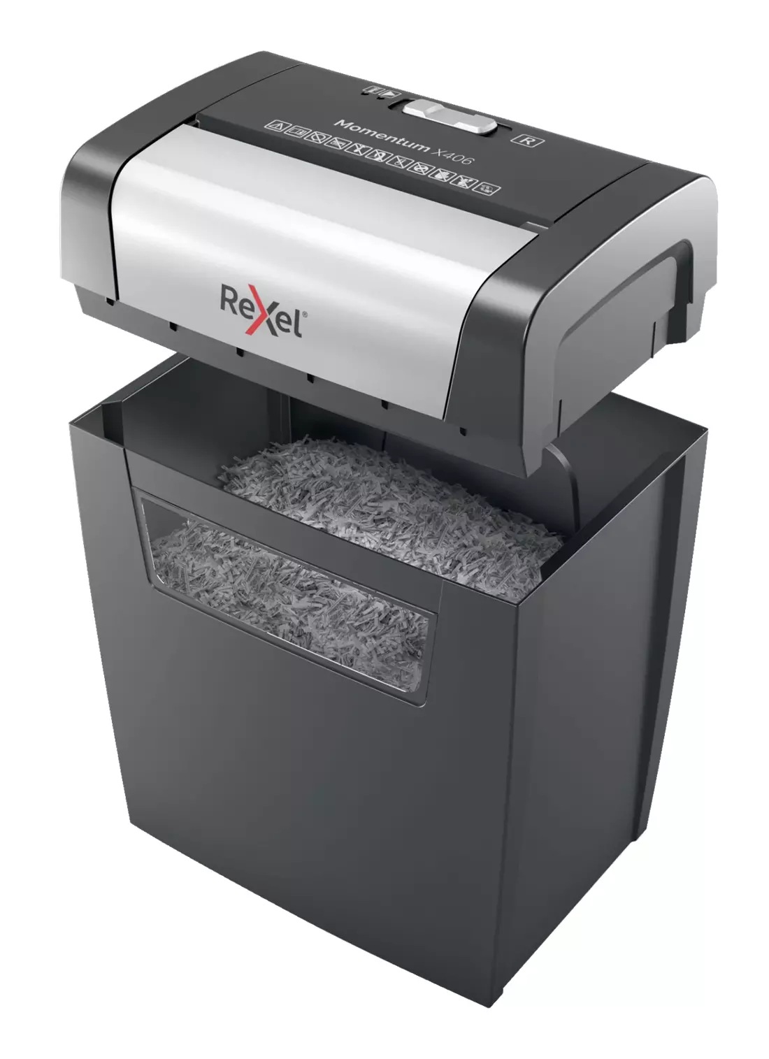 Distrugator manual documente MOMENTUM X406, 6 coli, P4, cross-cut (tip confeti) Rexel "2104569EU" (timbru verde 40 lei) - imagine 3