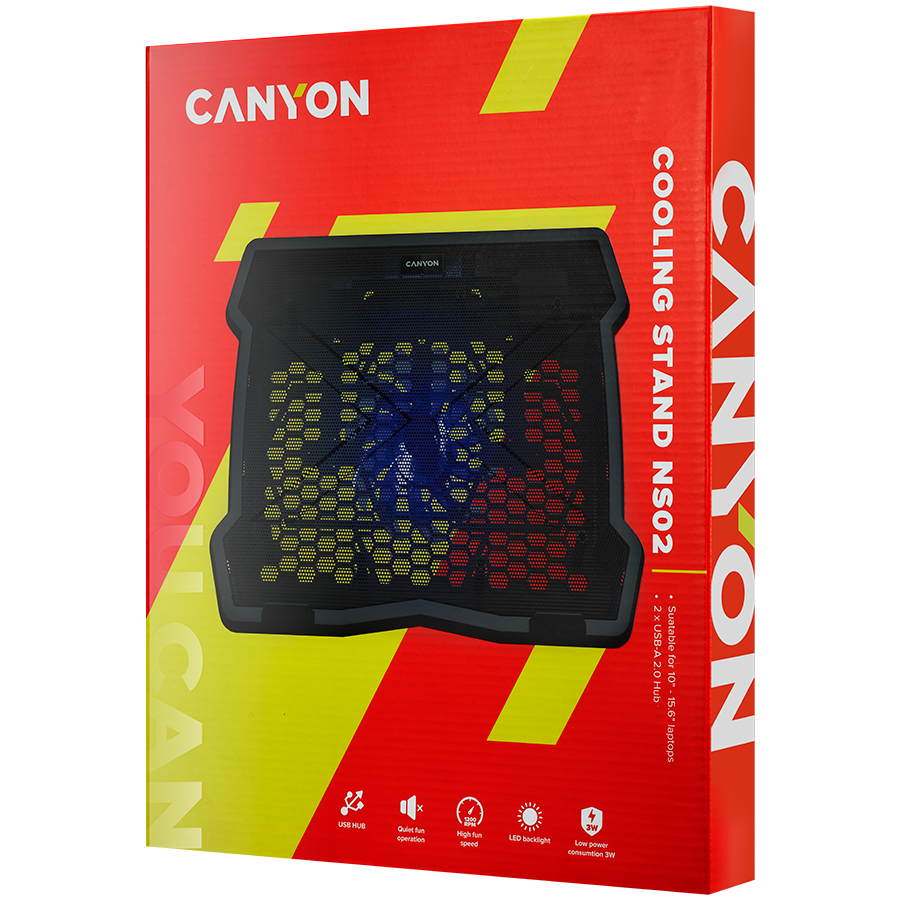 Cooler laptop Canyon NS02 1Fan 2USB LED Black 4 Cooler laptop Canyon NS02 1Fan 2USB LED Black - imagine 4