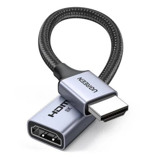 CABLU video prelungitor Ugreen, „HD165” HDMI 2.1 (T) la HDMI 2.1 (M), rezolutie maxima 8K/60 Hz, conectori auriti, braided, 0.15m, negru „15518” (timbru verde 0.8 lei) – 6941876215188
