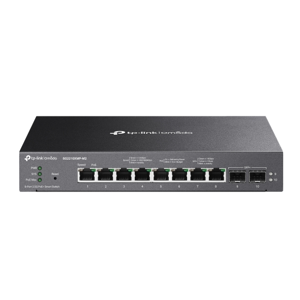Switch cu management TP-Link SG2210XMP-M2, montare pe perete, LED, negru, 8xRJ45