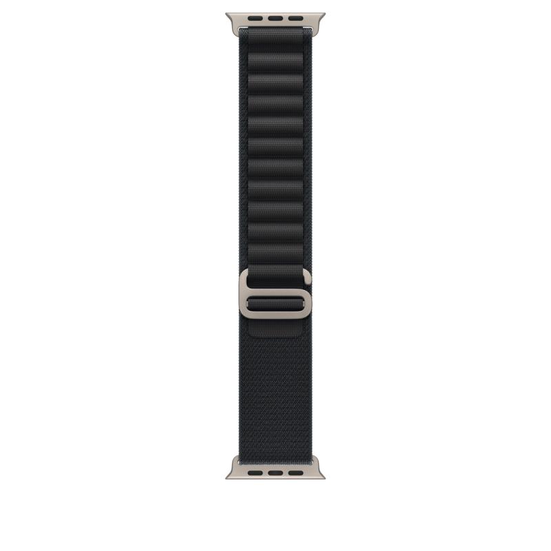 Curea pentru Apple Watch 49mm, Black Alpine Loop – Small – Natural Titanium Finish