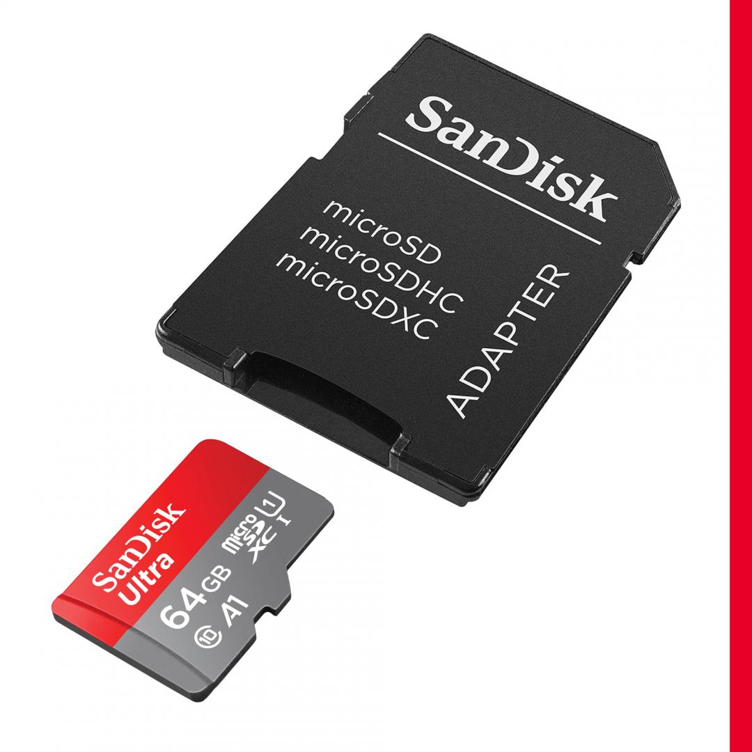 Card de memorie SanDisk Ultra microSDXC, 64GB, 120MB/s, A1 Class 10 UHS-I + SD Adapter 2 Card de memorie SanDisk Ultra microSDXC, 64GB, 120MB/s, A1 Class 10 UHS-I + SD Adapter - imagine 2