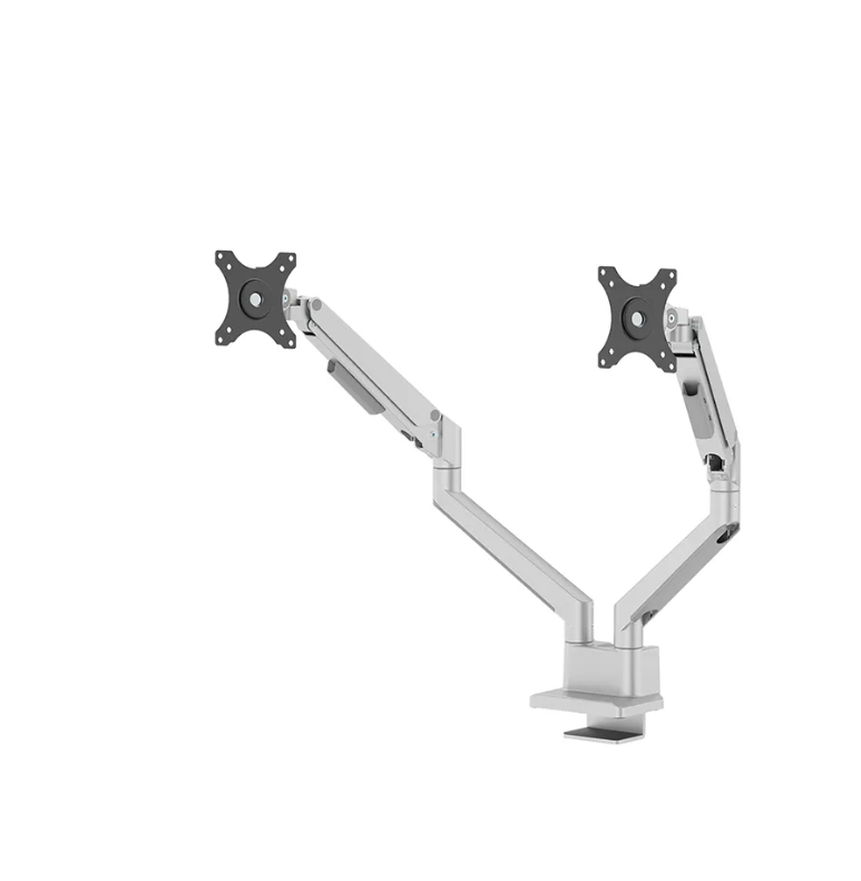 Suport monitor de birou NeoMounts, ajustare inaltime, rotire si inclinare, argintiu, 120x120x25mm