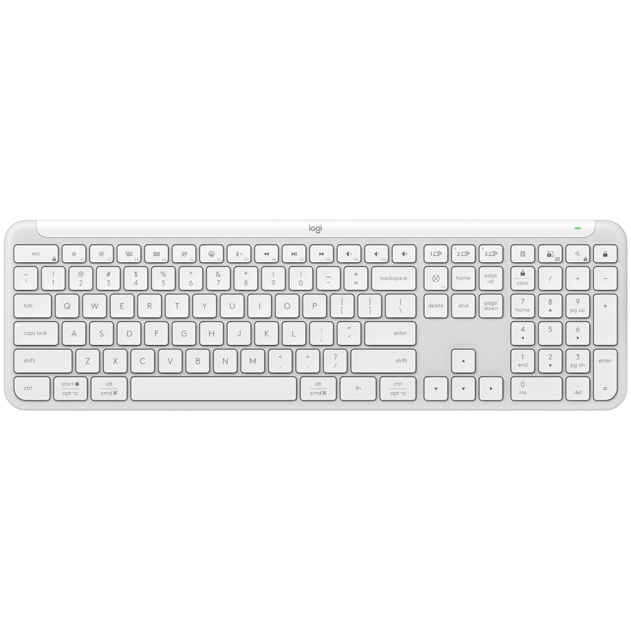 Tastatura wireless Logitech Signature Slim K950, 2.4GHz&Bluetooh, Alb