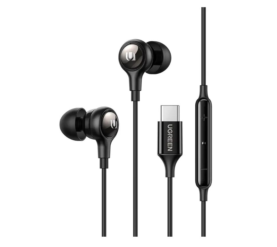 Casti Ugreen intraauriculare butoni, pentru smartphone, microfon pe fir, conectare prin USB Type-C
