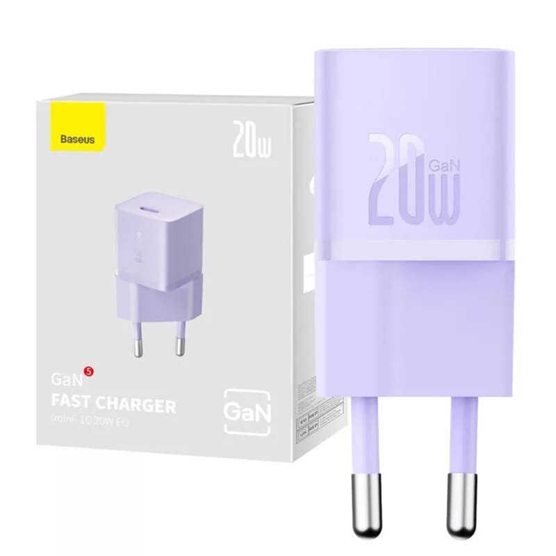 INCARCATOR retea Baseus Mini, GaN5 Fast Charger 20W, 1 x USB Type-C, violet "CCGN050105" (timbru verde 0.18 lei) - 6932172625344 3 INCARCATOR retea Baseus Mini, GaN5 Fast Charger 20W, 1 x USB Type-C, violet "CCGN050105" (timbru verde 0.18 lei) - 6932172625344 - imagine 3