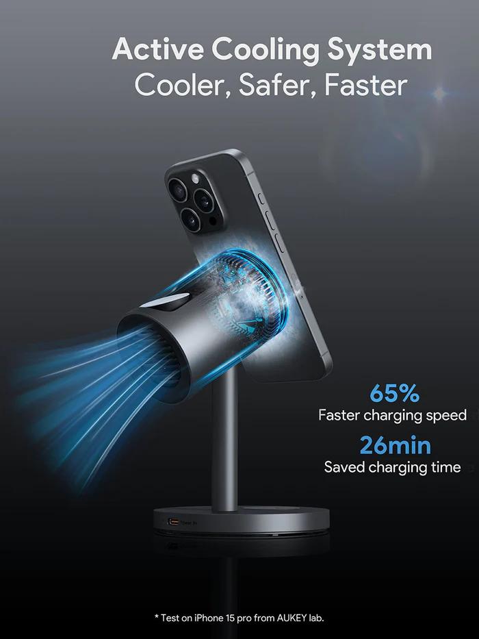 Incarcator AUKEY LC-MC311 3-in-1 desktop magnetic wireless charger, QI 2.0, 30W 5 Incarcator AUKEY LC-MC311 3-in-1 desktop magnetic wireless charger, QI 2.0, 30W - imagine 5