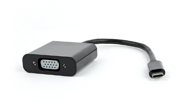 CABLU video GEMBIRD, adaptor USB 3.1 Type-C (T) la VGA (M), 15cm, rezolutie maxima Full HD (1920 x 1080) la 60Hz, negru, „AB-CM-VGAF-01”