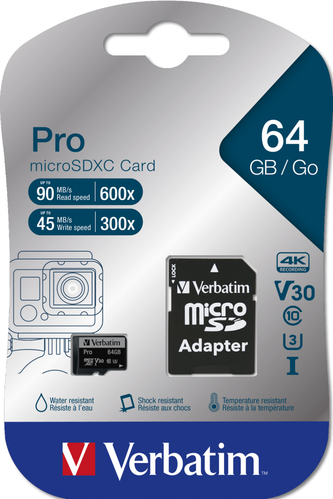 Card de memorie Verbatim MicroSDXC PRO, 64GB, Class 10 + Adaptor 3 Card de memorie Verbatim MicroSDXC PRO, 64GB, Class 10 + Adaptor - imagine 3
