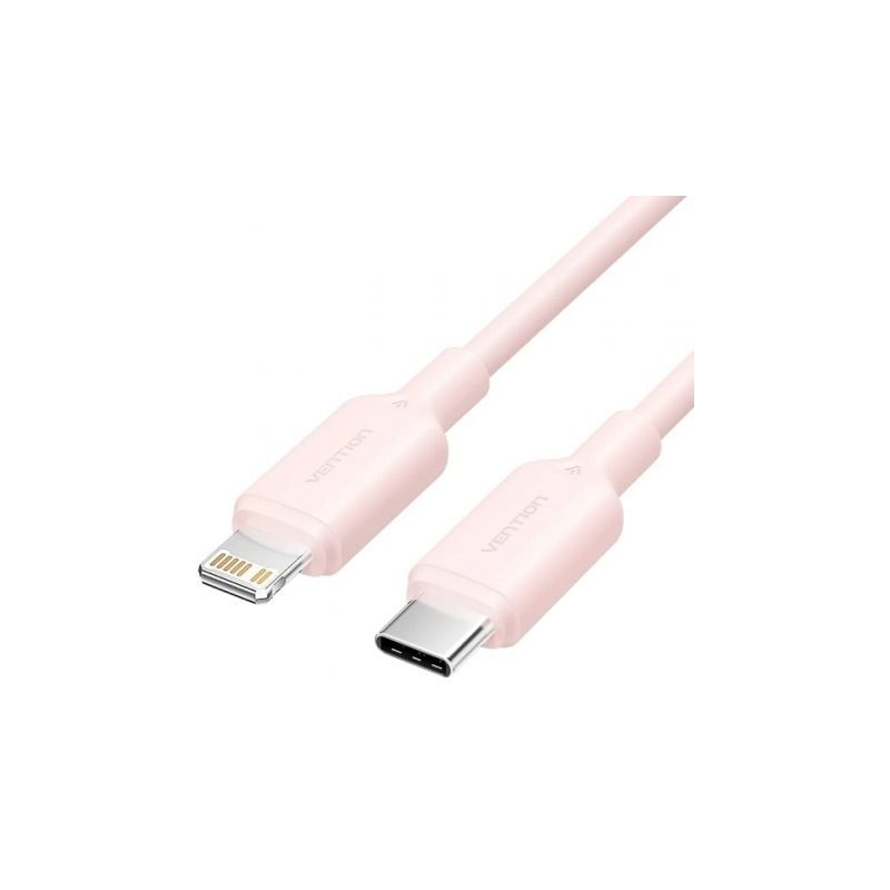 Cablu alimentare si date Vention, USB-C (T) la Lightning (T), 1m, 480 Mbps, 3A, PVC, roz