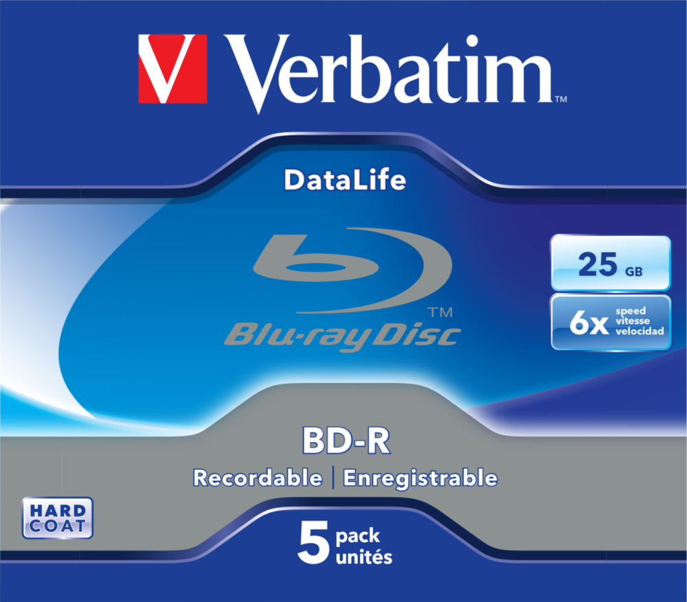 BD-R SL VERBATIM 25GB, viteza 6x, 5 buc, Jewel Case, „43836”