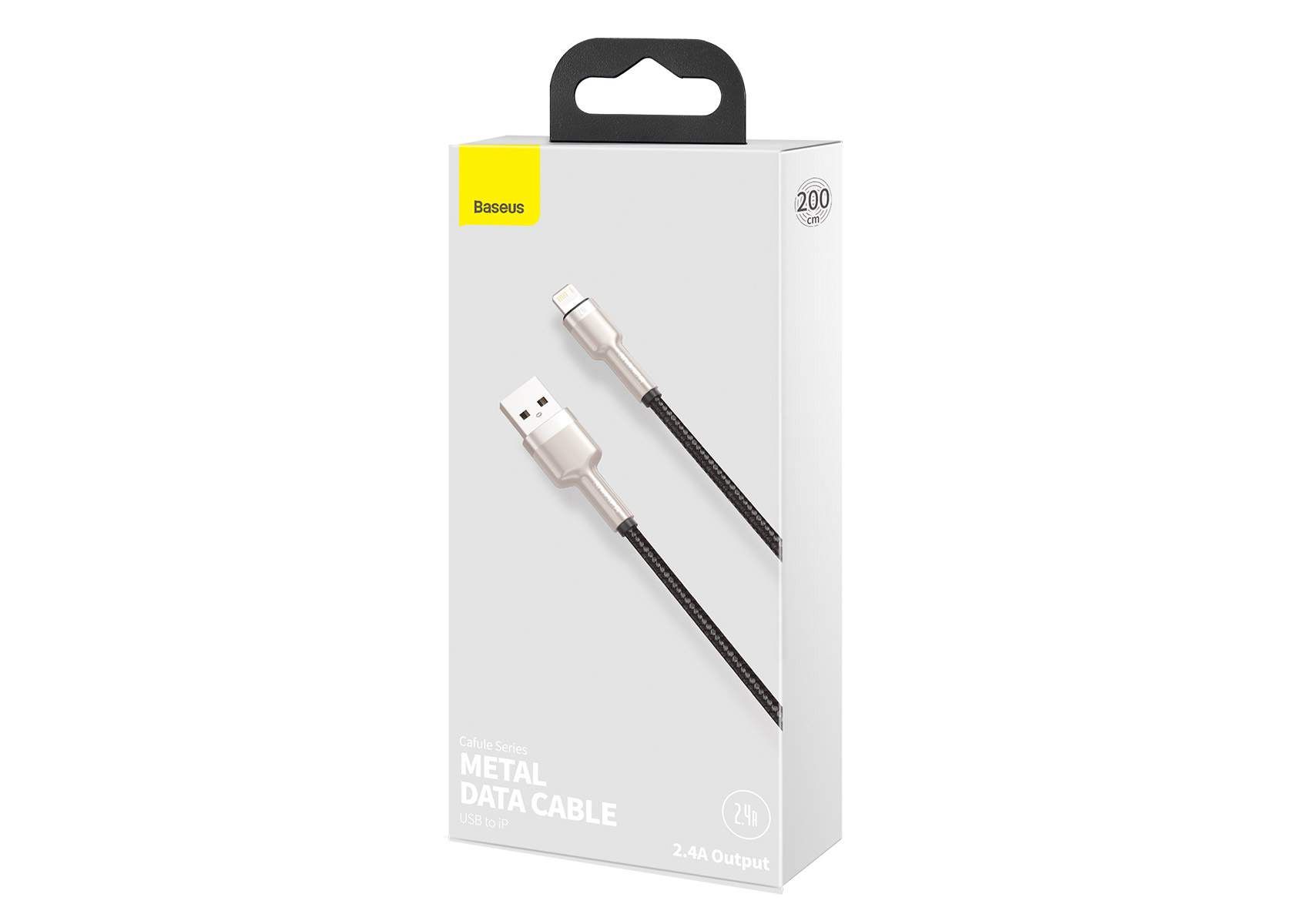 Cablu alimentare si date Baseus, Cafule Metal, Fast Charging, USB la tip Lightning 2.4A braided, 2 m, Negru 4 Cablu alimentare si date Baseus, Cafule Metal, Fast Charging, USB la tip Lightning 2.4A braided, 2 m, Negru - imagine 4