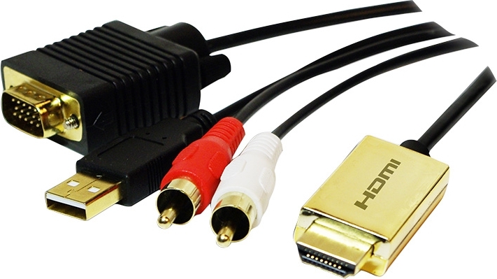 Cablu HDMI LogiLink, A/M HD15/M+USB-A+2x RCA/M, HD, 2 m