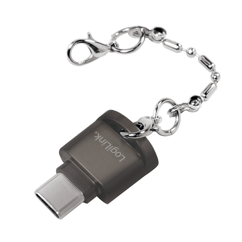 Cititor carduri tip breloc, LogiLInk, MicroSD, USB-C, Negru