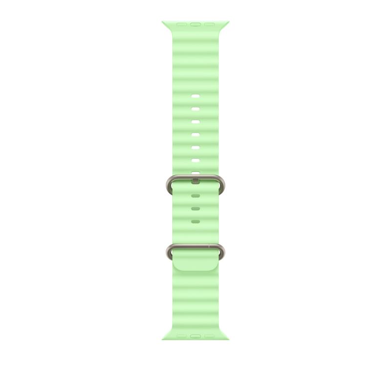 Curea pentru Apple Watch 49mm, Neon Green Ocean Band – Natural Titanium Finish