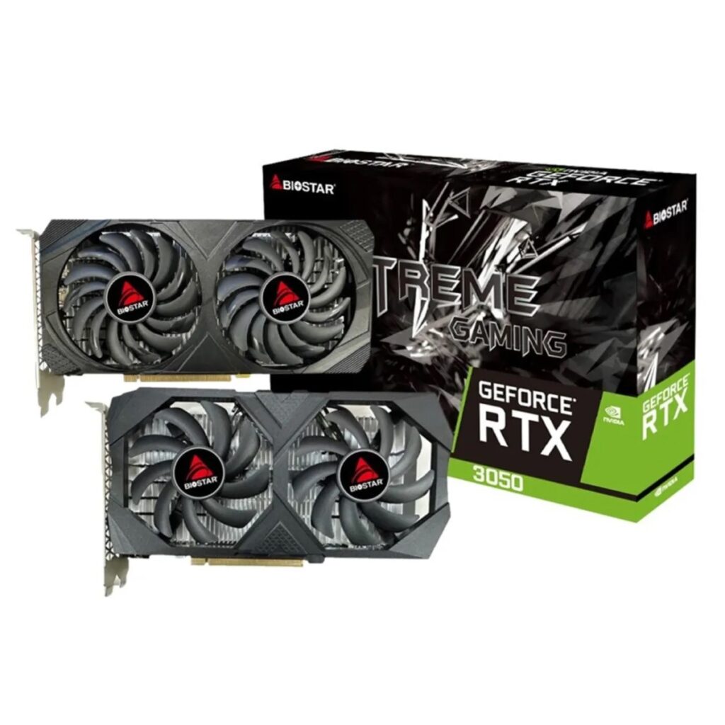 Placa video Biostar RTX 3050, 6GB, GDDR6, 96bit, 1xDVI, 1xHDMI, 1xDisplayPort