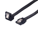 Cablu de conectare cu un conector in linie dreapta si unul inclinat , Lanberg , SATA Data II mama/mama 6GB/S , 0.5 m , negru