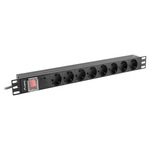 Prelungitor Lanberg, 8 Prize, Cu intrerupator, 230 V, 2 m, Negru, Rosu