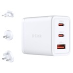 Incarcator cu adaptoare priza D-Link, DCP-651, 65W GaN, 1xUSB-A, 2xUSB-C, Alb