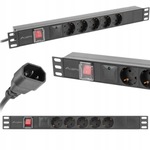 Rack PDU 19″ Lanberg 1U 10A 5x Schuko 2m Negru C14