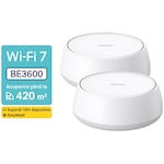 Sistem Mesh Wi-Fi TP-Link Deco BE22(2-pack), BE3600, Dual-Band, Wi-Fi 7, MLO, HomeShield, cu acoperire pentru intreaga casa
