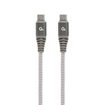 Cablu de incarcare si date Gembird Premium 100 W tip C cu putere de livrare (Pd) 1,5 m, gri/alb