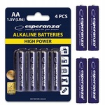 Set Baterie alcaline, Esperanza, AA 1.5V, R6/LR6/LR06, 14.5 x 50.5 mm, 4 bucati 1 Set Baterie alcaline, Esperanza, AA 1.5V, R6/LR6/LR06, 14.5 x 50.5 mm, 4 bucati