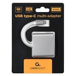 Adaptor 3in1, Cablexpert 11206, tip C tata la HDMI 4K 30Hz, USB 3.0 si USB tip C mama pentru alimentare Argintiu