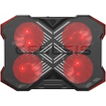 Cooler Laptop Genesis OXID 260, Max. 17.3″, Cooling Pad 4 Ventilatoare 130mm cu Viteza Reglabila, Flux de Aer 60 CFM, Unghi Ajustabil 8 Pozitii, USB Suplimentar, Iluminare LED Rosu, Negru