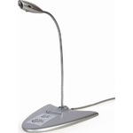 Microfon desktop, Gembird, USB, Placa de sunet integrata, Argintiu