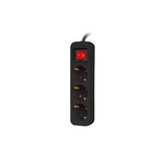 Cablu prelungitor Lanberg, 3 Prize, Cu intrerupator, 1.5 m, 230V, Negru, Rosu