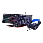 Set gaming tastatura, mouse, casti si mousepad Gembird GGS-UMGL4-02, cu cablu, iluminat RGB, EN layout