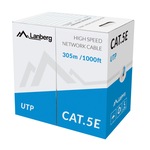 Rola cablu UTP, Lanberg 42761, cat.5e, lungime 305m, AWG 24, 100 MHz, solid CCA, ethernet, albastra 305 m