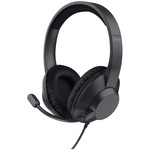 Casti cu fir Trust Ayda Max, noise-cancelling, microfon, drivere 40mm, 85% plastic reciclat, USB-A, Negru